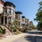 A row of Victorian town homes with authentic details