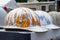 Row of Vintage Aluminum Hard Hats Worn by Local Construction or Logging Crew