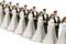 Row of vintage bride and groom figurines