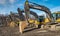 Row of Volvo loader excavator