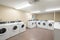 Row of washing machine of laundry business in the public store. Generative AI