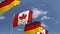 Row of waving flags of Canada and Germany, loopable 3D animation