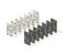 Row of white and black dominoes on white background. Concept of Domino effect. Illustration in flat isometric stile