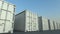 Row of white cargo containers, loopable 3D animation