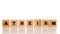 Row of wooden blocks spelling - Atheism