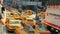 Row of yellow New York City taxi cabs