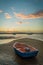 Rowboat at dusk in a marina in Australia