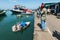 Rowboat full of huge freshly caught tuna in Male, Maldives