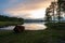 Rowboat near lake