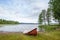 Rowboat near lake