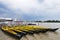 Rowboat in the River with Clear Sky