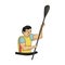 Rower in a boat with a paddle in hand down to the baydak on the wild river.Olympic sports single icon in cartoon style