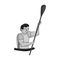 Rower in a boat with a paddle in hand down to the baydak on the wild river.Olympic sports single icon in monochrome