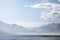 Rowers on row boat, Annecy lake, france