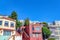 Rowhouses and apartment buildings facade in San Francisco, CA