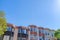 Rowhouses with bay windows against the clear sky in San Francisco, CA