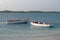 Rowing boats floating near the beach