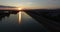 Rowing boats on Jarun lake at sunset