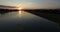 Rowing boats on Jarun lake at sunset