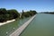 Rowing canal for water sports on the Guadalquivir river in Seville