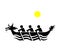 Rowing race silhouette with moon icon vector