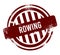 Rowing - red round grunge button, stamp