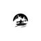 Rowing sport training vector icon,Boat with paddles vector