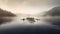 A rowing team paddling in perfect unison on a calm lake H created with generative AI