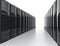 Rows of blade server system on white background