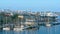 Rows of boats in marina in adriatic sea bay harbor in Pula, Croatia in summer