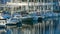 Rows of boats in marina in adriatic sea bay harbor in Pula, Croatia in summer