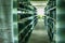 Rows of book racks in library