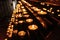 Rows of candles in a church