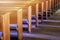 Rows of Church Pews in an Empty Church Sanctuary