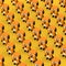 Rows Cute Orange Cartoon Toy Dog Character Persons. 3d Rendering