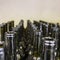 rows of dark glass bottles for wine, winemaking concept