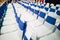 Rows of decorated banquet chairs