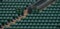Rows of empty green spectators` seats at Wimbledon All England Lawn Tennis Club.
