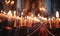 Rows of Flickering Candles in a Serene Church