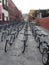 Rows of free bicycles for kids in Mexico