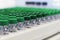 Rows of glass vials in the tray automatic liquid dispenser.