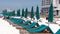 Rows of green lounge chairs