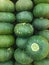 Rows of green pumpkin sale at asian local supermarket