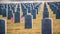 Rows of headstones at Abraham Lincoln National Cemetary