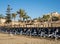 Rows of loungers or beds on beach