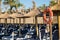 Rows of loungers or beds on beach