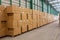 The rows of material boxes or product boxes in warehouse area