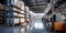 Rows of racks in a warehouse