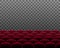 Rows of red cinema theater or auditorium seats in front of transparent background. Vector.