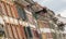 Rows upon rows of old house fronts with pretty windows and wooden shutters in many different colors